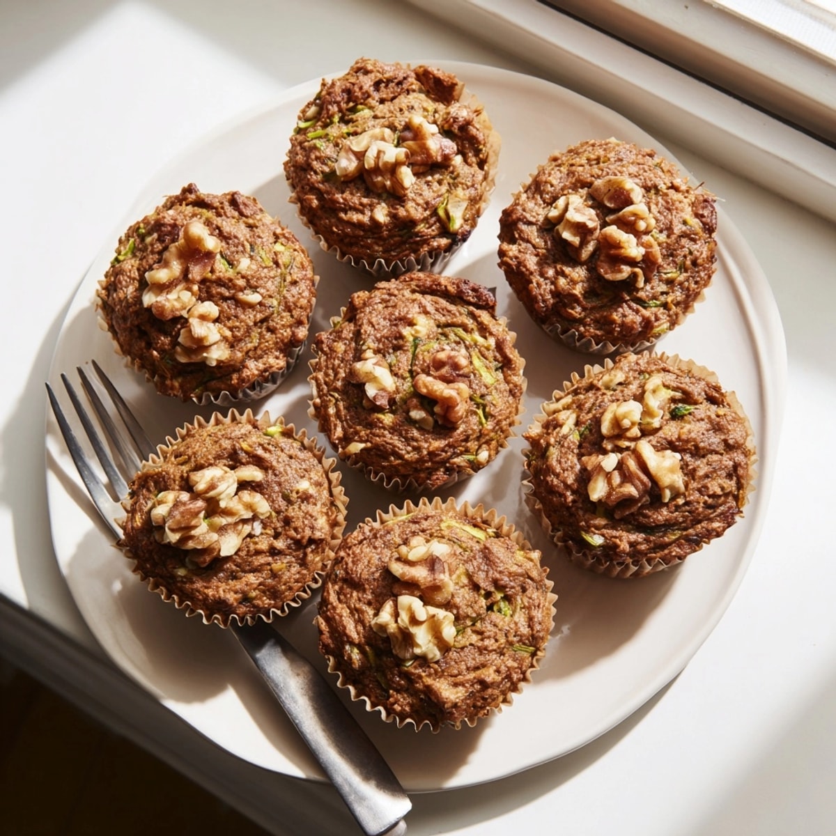 Warm, fresh Protein Cinnamon Zucchini Muffins—breakfast baking filled with healthy ingredients.