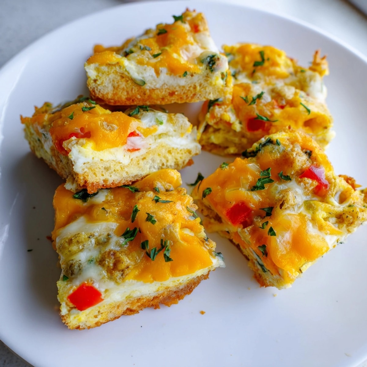 Homemade Cheesy Breakfast Biscuit Frittata: melted cheese tops fluffy biscuits and savory egg.