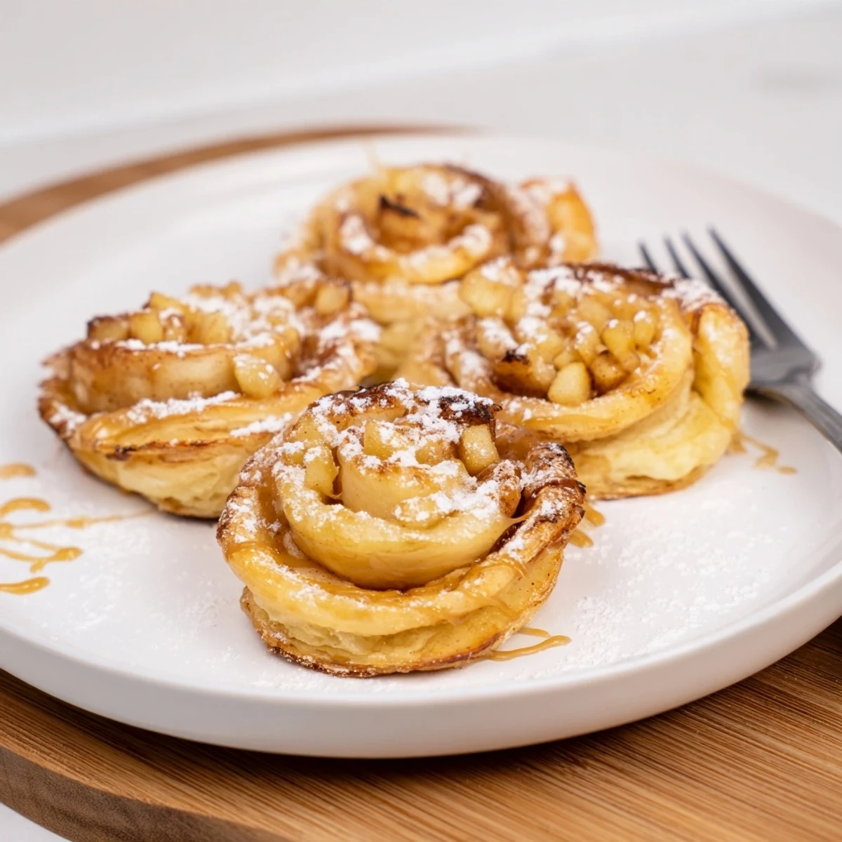Warm caramel apple puff pastry pinwheels, a delightful treat for cozy gatherings.