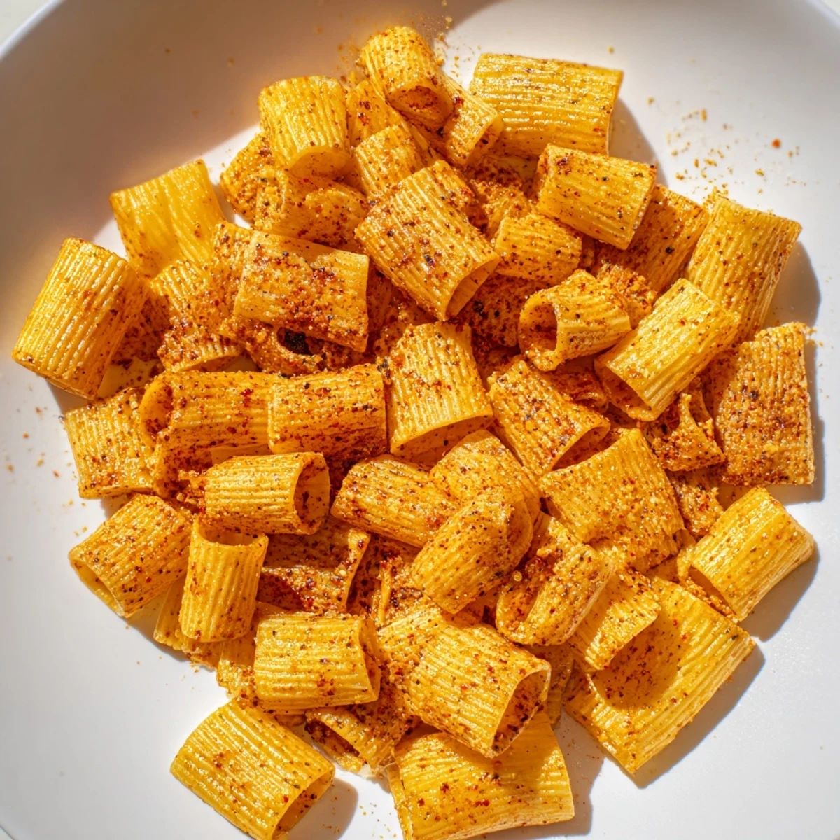 Crispy pasta chips seasoned variety served fresh with vibrant dips and flavors.  