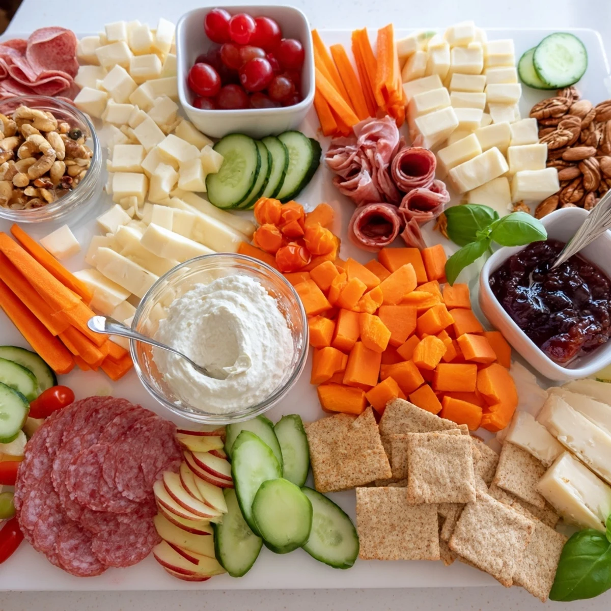Delicious Girl Dinner Platter showcasing assorted snacks, fruits, and savory spreads for sharing.