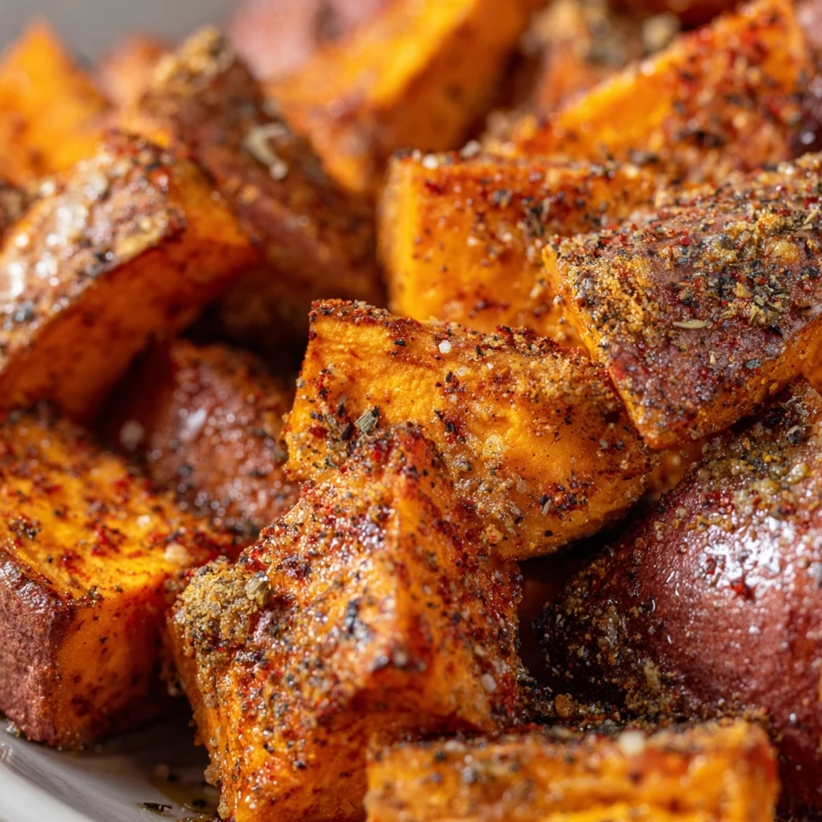Golden roasted sweet potato wedges fresh from the oven, served with creamy yogurt dip.