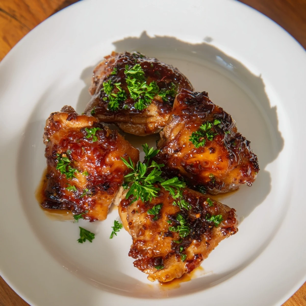 Succulent Jam in Coffee Style Glazed Chicken, baked to perfection, with a deep mahogany color.