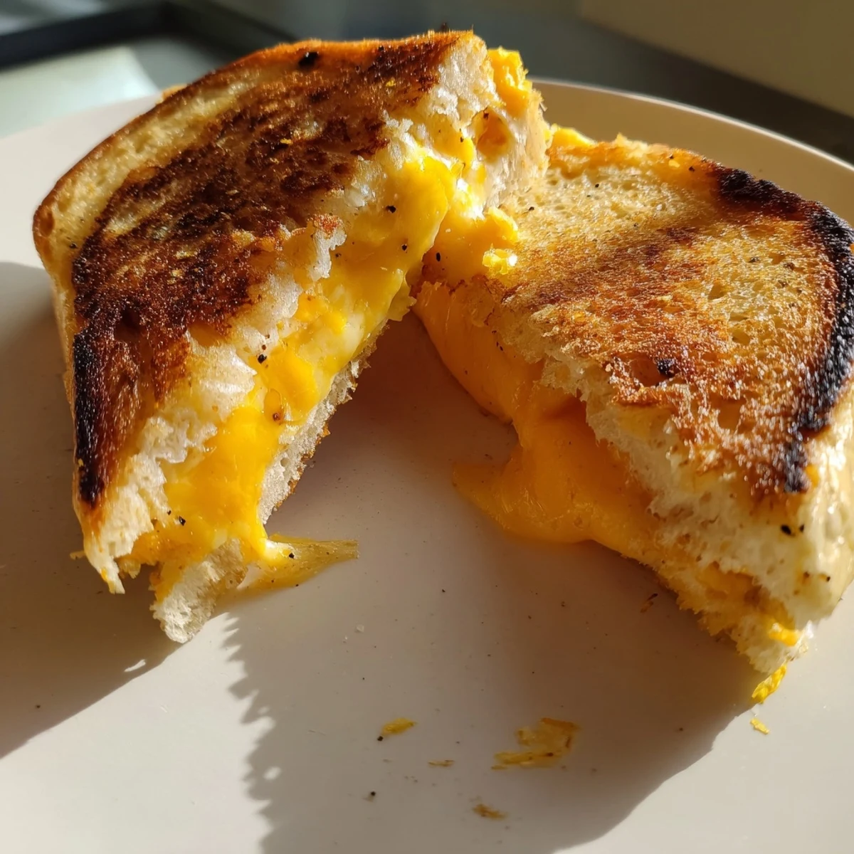 Golden, gooey Custard French Toast Grilled Cheese oozing melted cheese, a brunch time favorite.