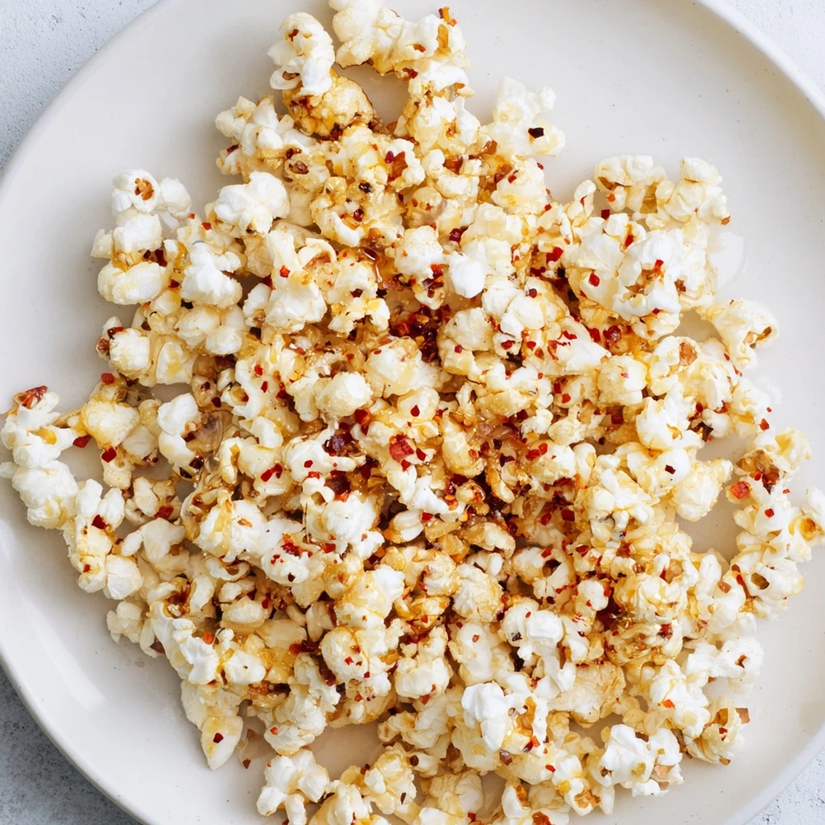 Golden, buttery hot honey butter popcorn, drizzled with spicy honey and ready to enjoy.