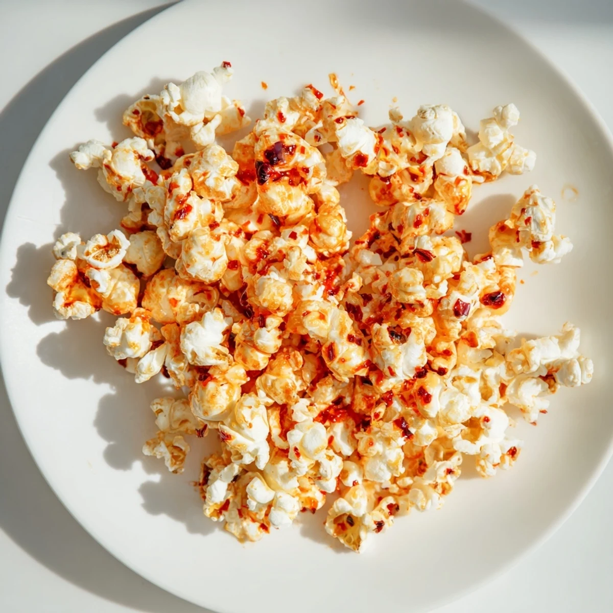 Close-up of freshly made hot honey butter popcorn, sweet and savory aroma filling the air.