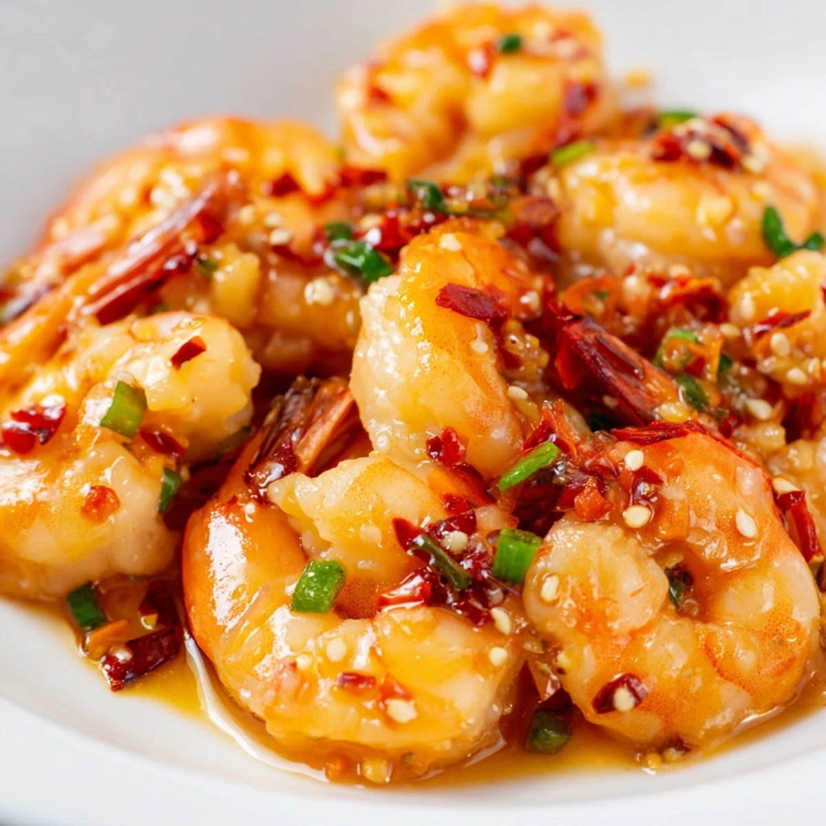 Golden, glazed Korean Garlic Butter Shrimp, sizzling in its flavorful garlic butter sauce.