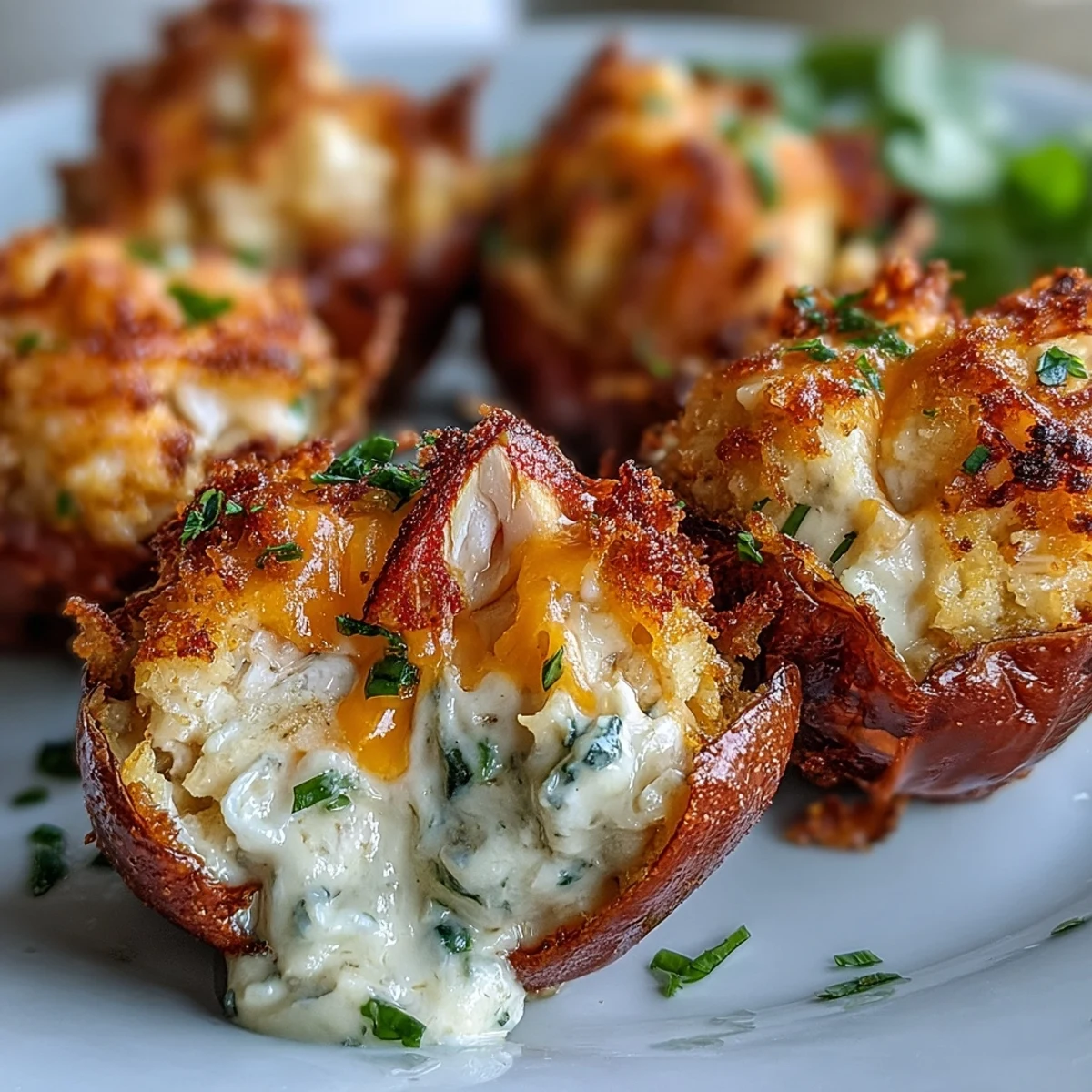 Cajun Crab Poppers feature golden baked jalapeño halves stuffed with creamy lump crabmeat and melted cheddar.