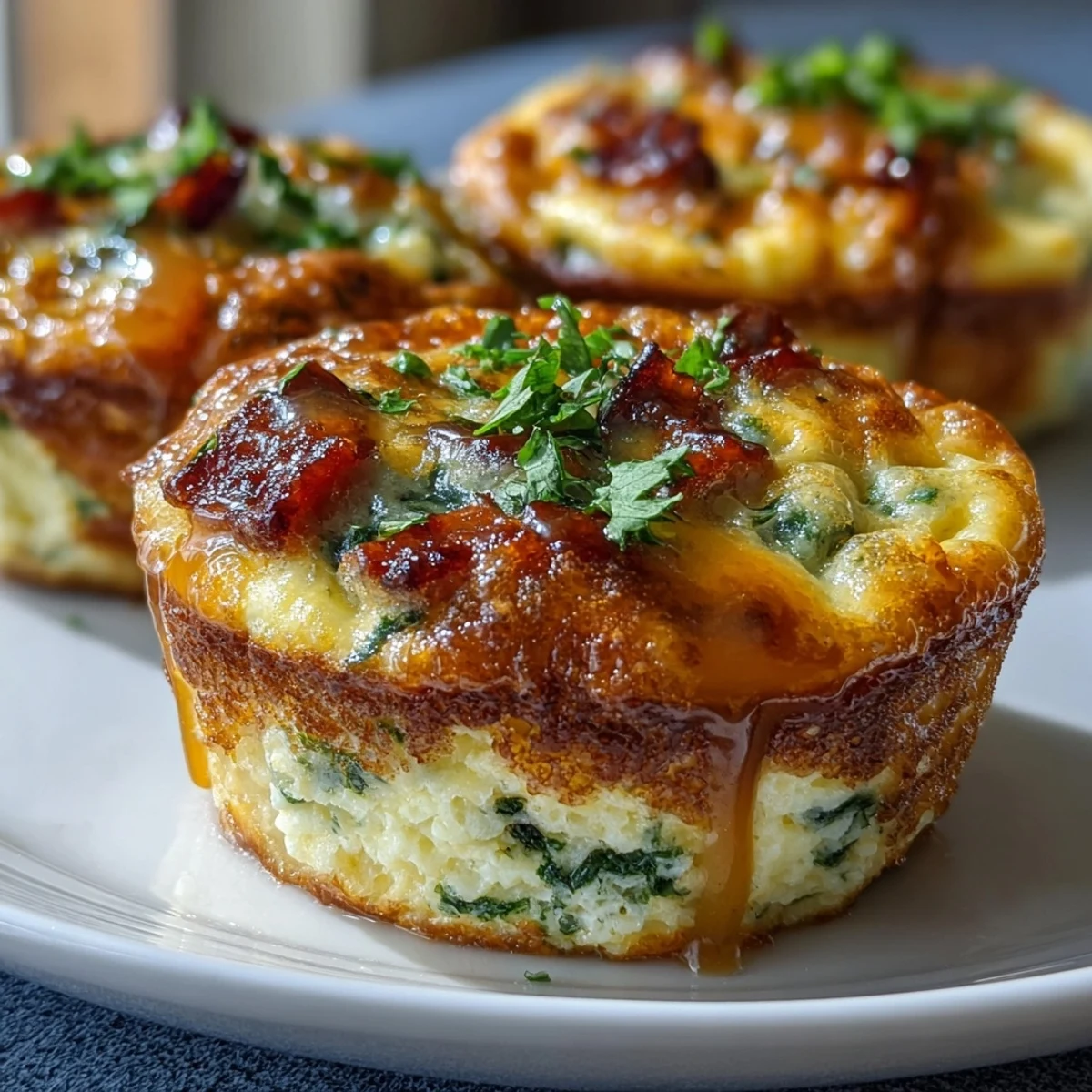 Fluffy, protein-rich egg muffins loaded with ham, bell peppers, and spinach, baked until puffed and deliciously golden.