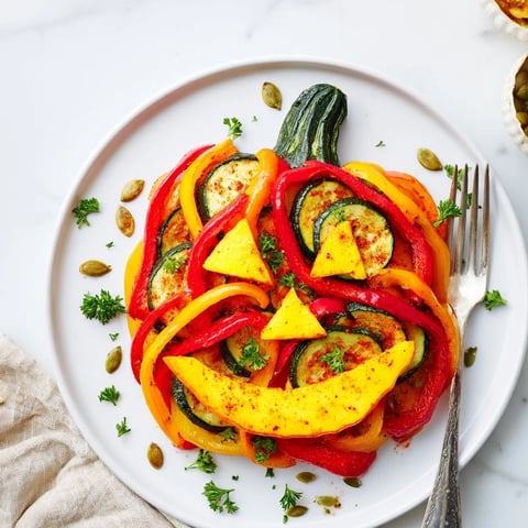 Golden roasted Pumpkin Lantern Halloween Plate, a vibrant veggie arrangement ready to enjoy.
