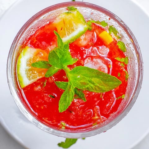 A refreshing pitcher of vibrant DIY fruit refresher drinks, perfect for a hot afternoon with fresh mint.