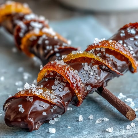 Rich dark chocolate hot chocolate stirrers with candied orange peel, perfect for a romantic Valentine's treat.  