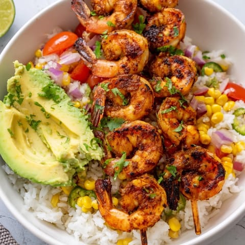 Grilled Shrimp Avocado Bowl