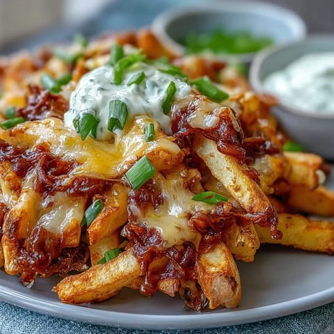 Golden crispy baked fries with smoky BBQ seasoning smothered in bubbly cheddar cheese.