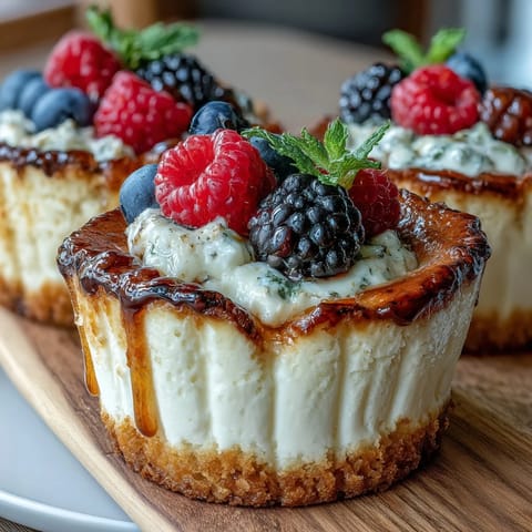 High-protein cottage cheese cheesecake cups with creamy filling and fresh berries, perfect for a healthy dessert.