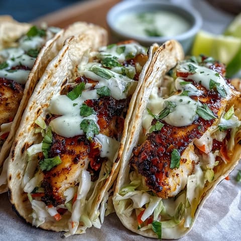 Fresh coconut lime grilled fish tacos with zesty marinade and crunchy cabbage slaw, perfect for a light summer meal.