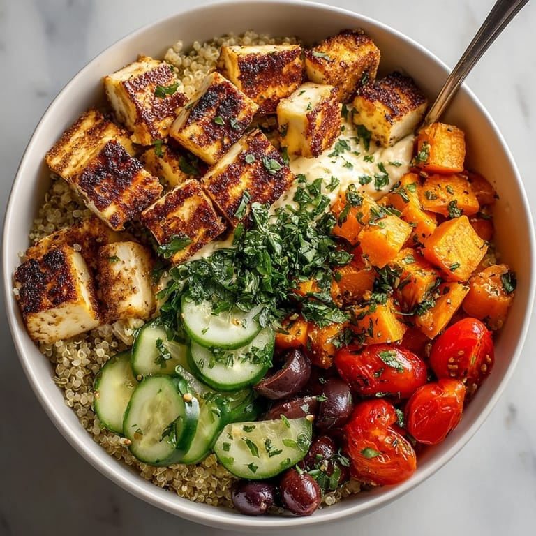 Vibrant Lemon Herb Mediterranean Grain Bowl–a wholesome, zesty lunch, ready in minutes.