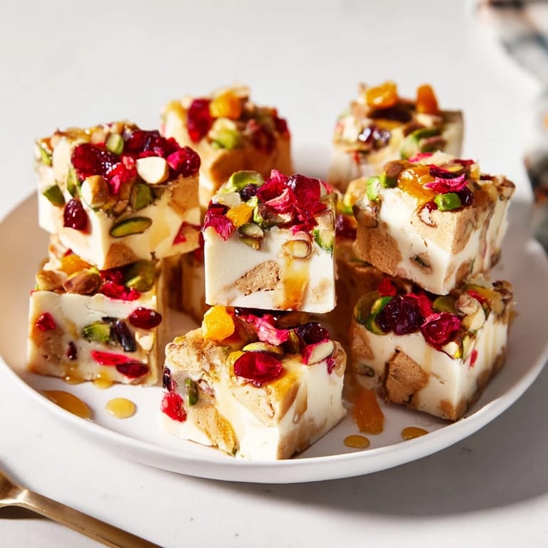Creamy layers of Charcuterie Board Sugar Cookie Fudge with cookie chunks and honey drizzle.