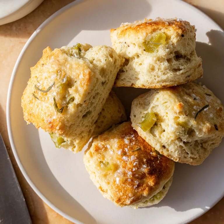 Golden Sweet Tea Dill Pickle Biscuit Scones, fresh from the oven, invitingly flaky and delicious.  