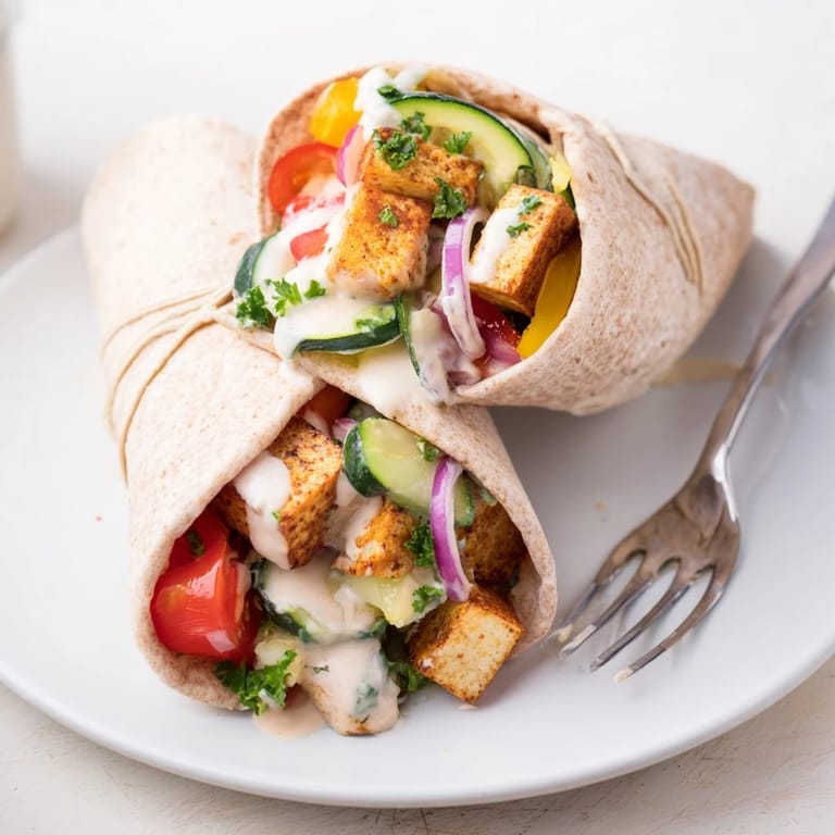 Satisfying Vegan Viral Recipe re-make featuring golden tofu and fresh green herbs.  