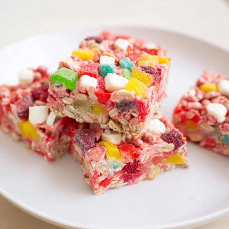 Homemade gummies and freeze-dried fruit create a vibrant DIY snack bar delight.  