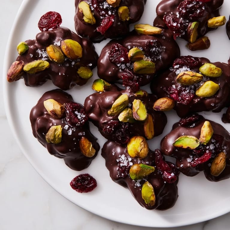 These bite-sized Pistachio and Dried Cranberry Clusters display a beautiful mix of textures and flavors.