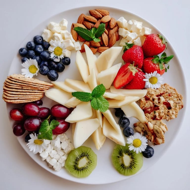 This vibrant The Negative Space Puzzle dessert board features an ornate, stunning design of berries and cheese.