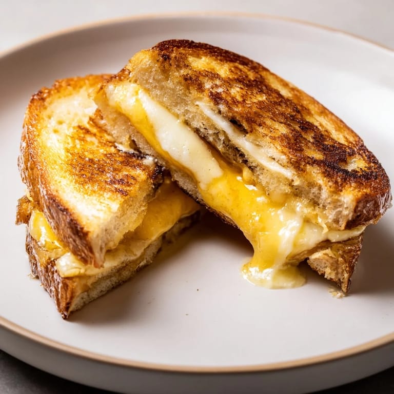 Mouthwatering close-up of Custard French Toast Grilled Cheese, perfectly grilled with melted cheese inside.