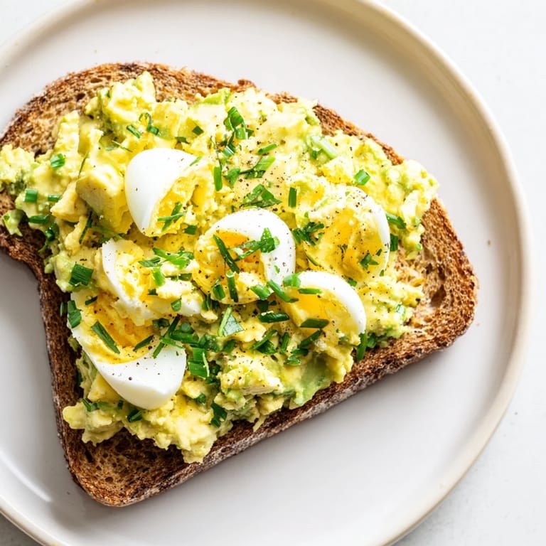 Hearty whole-grain toast topped with Avocado Egg Smash, ideal for a quick and easy lunchtime meal.