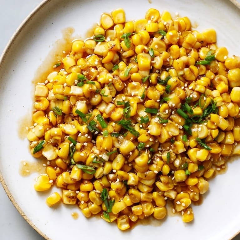 Steaming-hot Japanese Butter Corn speckled with green scallions, perfect as a side dish, ready to eat.
