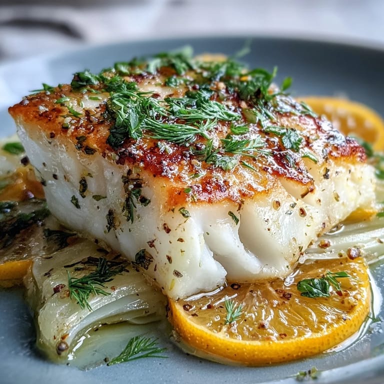 Deliciously tender poached cod atop sweet orange slices and fresh fennel.