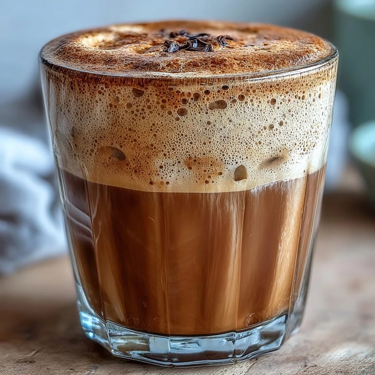 Creamy Hojicha Latte with Vanilla Extract poured into a rustic mug, beside a small pitcher of oat milk.