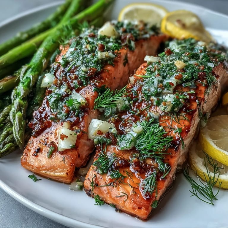 Easy gluten-free Marry Me Salmon fillets brushed with zesty lemon and herb marinade.