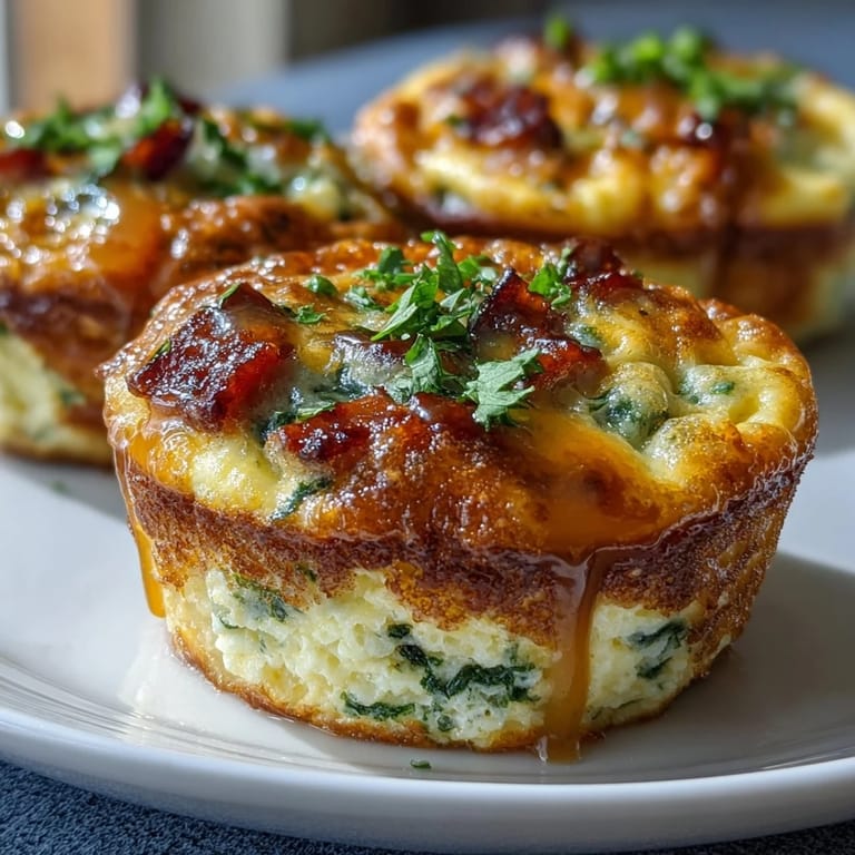 Fluffy, protein-rich egg muffins loaded with ham, bell peppers, and spinach, baked until puffed and deliciously golden.