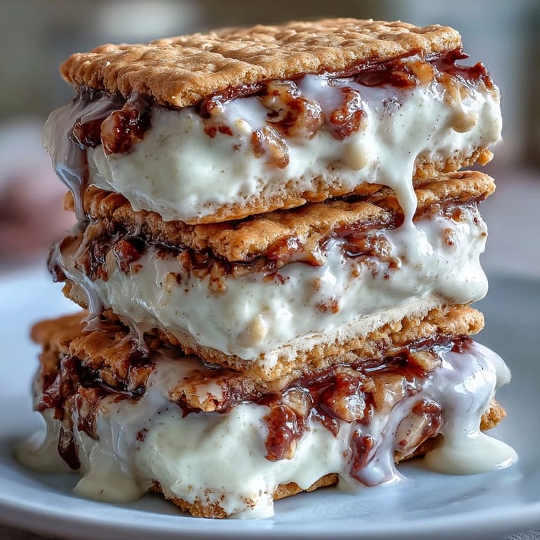 Soft coffee-infused cookies embrace rich vanilla bean ice cream, a perfect summer indulgence.  