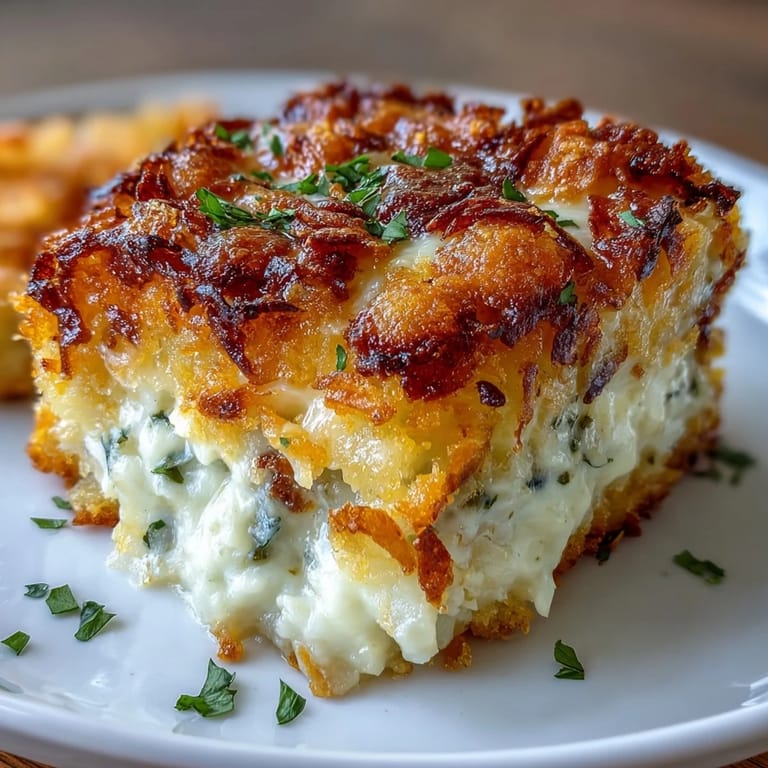 Creamy, cheesy hash brown casserole baked to golden perfection, perfect for holiday gatherings.