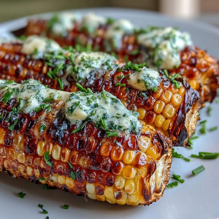 Charred grilled corn topped with savory herbed butters, ideal for your Memorial Day table.