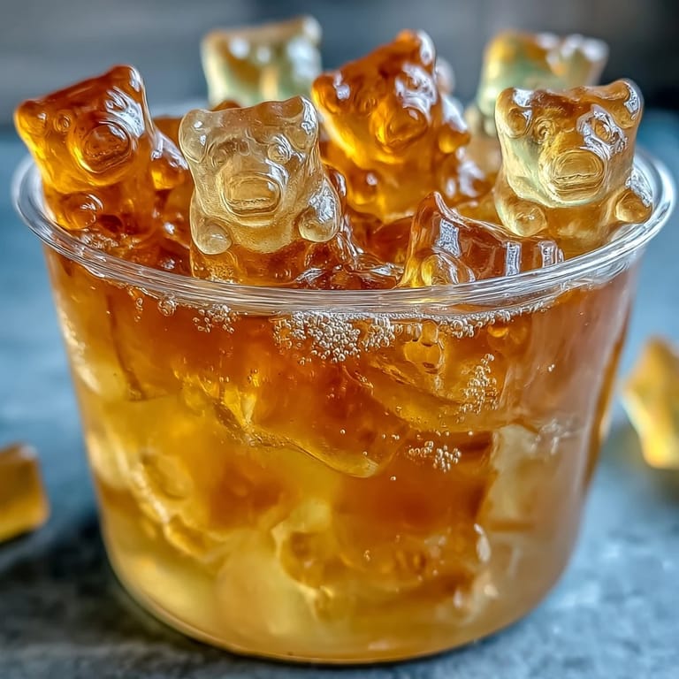 Clear cups showcase these playful Gummy Bear Lemonade Jelly Cups, a delightful treat.