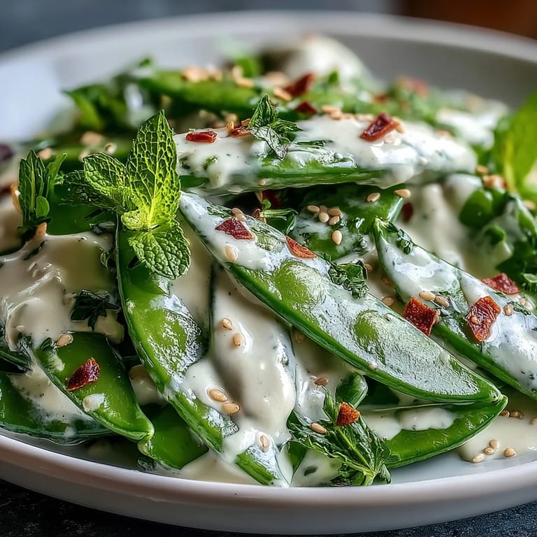 Crisp Snap Pea and Radish Spring Salad with fresh herbs and zesty Tahini dressing.