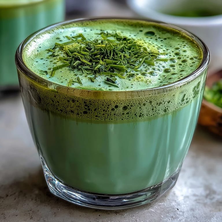 Enjoy this easy, refreshing matcha oat milk latte with a light dusting.
