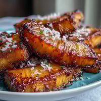 Juicy pineapple wedges roasted to caramelized perfection with a honey-lime glaze, topped with golden toasted coconut.