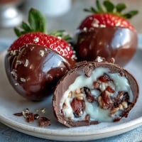 Dubai Chocolate Strawberry Easter Eggs with Crunch Filling in a festive silicone mold, showcasing golden accents and a glossy chocolate finish.