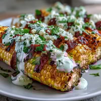 1. Creamy Elote-Style Microwave Corn on the Cob with Cotija cheese, chili powder, and fresh cilantro for a quick Mexican side dish.  